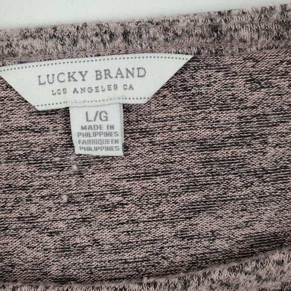 Lucky Brand Womens Soft Swit Sweater Ribbed Long Bell Sleeve Black Pink Large - Picture 3 of 7